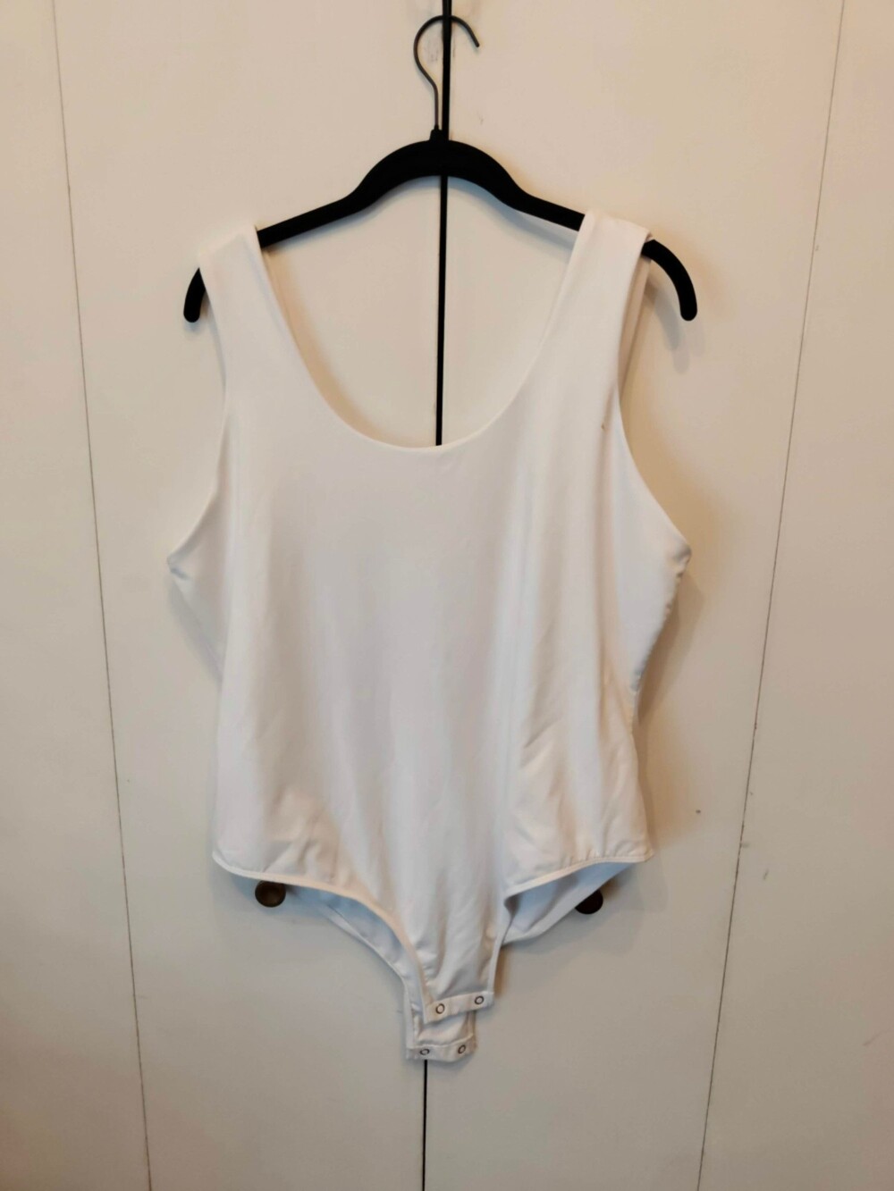 White Sleeveless Bodysuit XXL Snap Closure